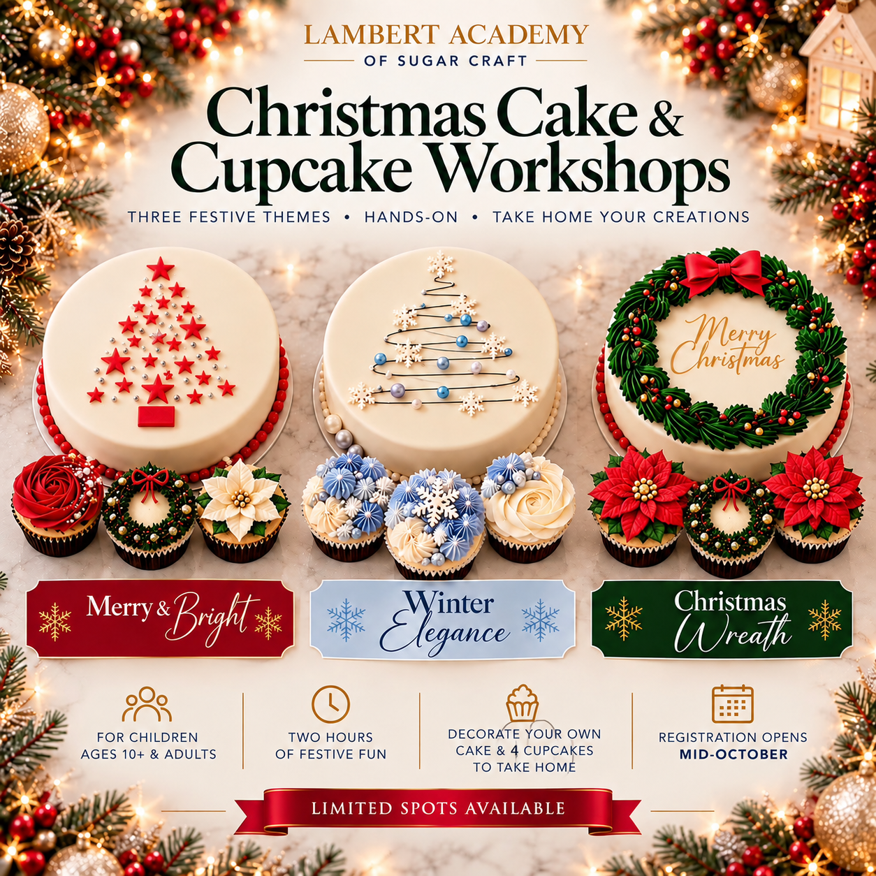 Christmas Cake and Cupcake Decorating Workshops at Lambert Academy in Calgary